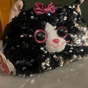 Ty Black and Pink Sequin Cat Bag